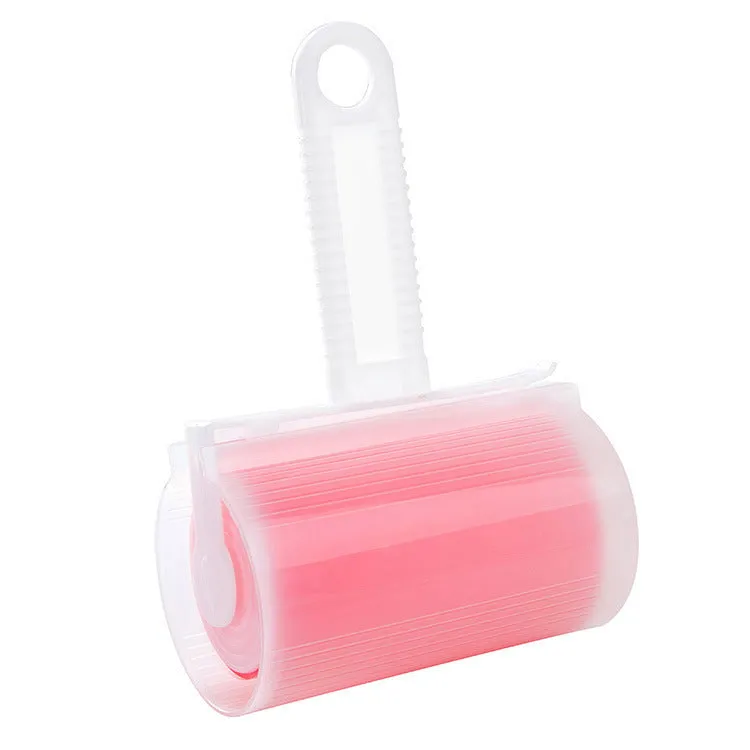 Blue reusable washable lint roller with cover for removing pet hair from clothes and sofas.