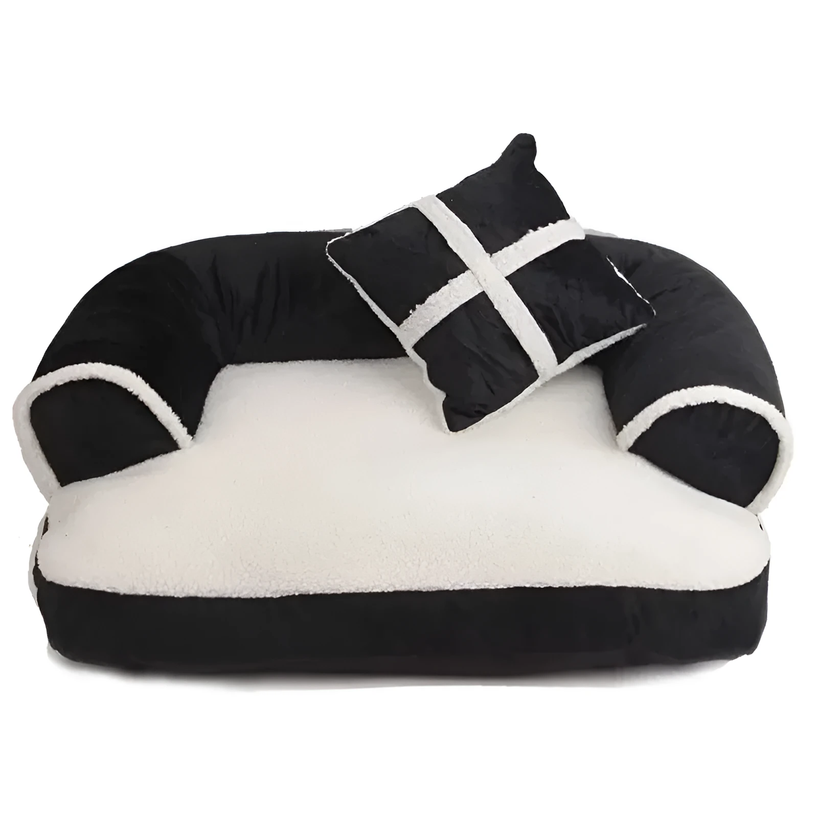 Soft dog bed cat sofa classic England style winter warm sleeping bed in brown colour with raised rim nest design