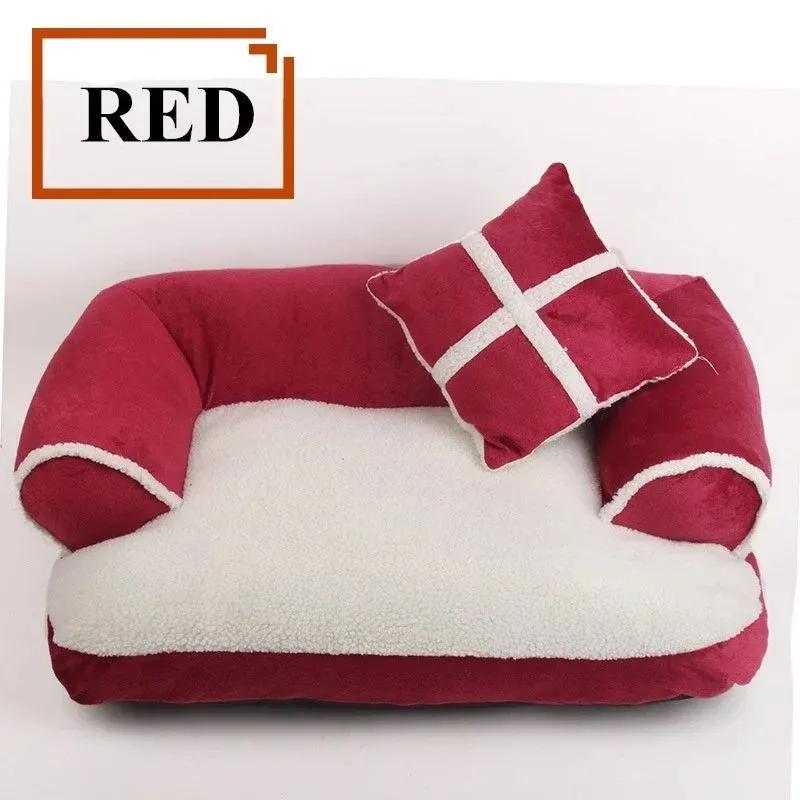 Soft dog bed cat sofa classic England style winter warm sleeping bed in brown colour with raised rim nest design