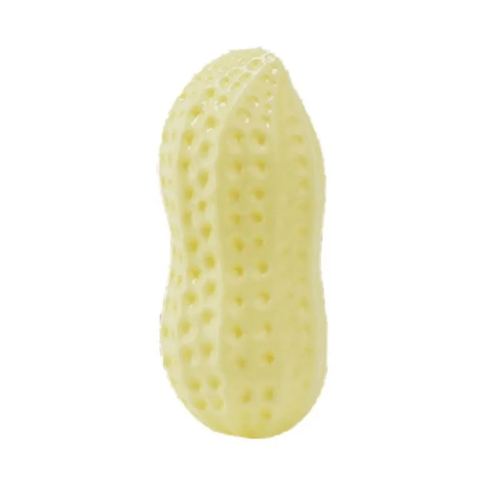Yellow rubber vinyl dog toy for small dogs with squeaker for chewing and boredom relief