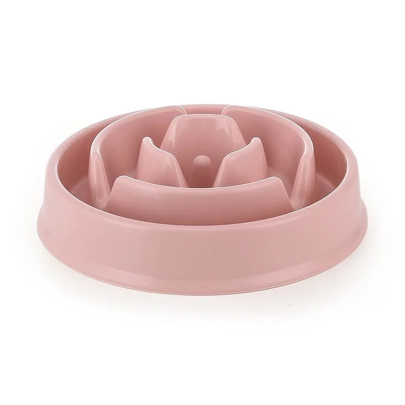 Pink plastic dog bowl with anti-slip anti-flip design for pets