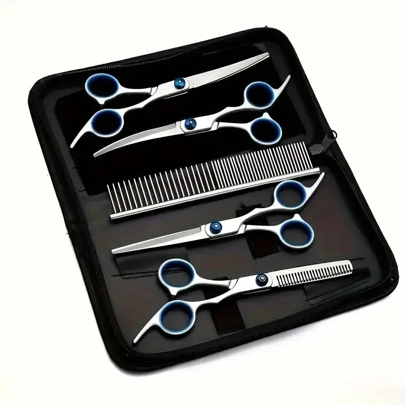 Portable home pet scissors beauty tools set metal split grooming scissors for dogs
