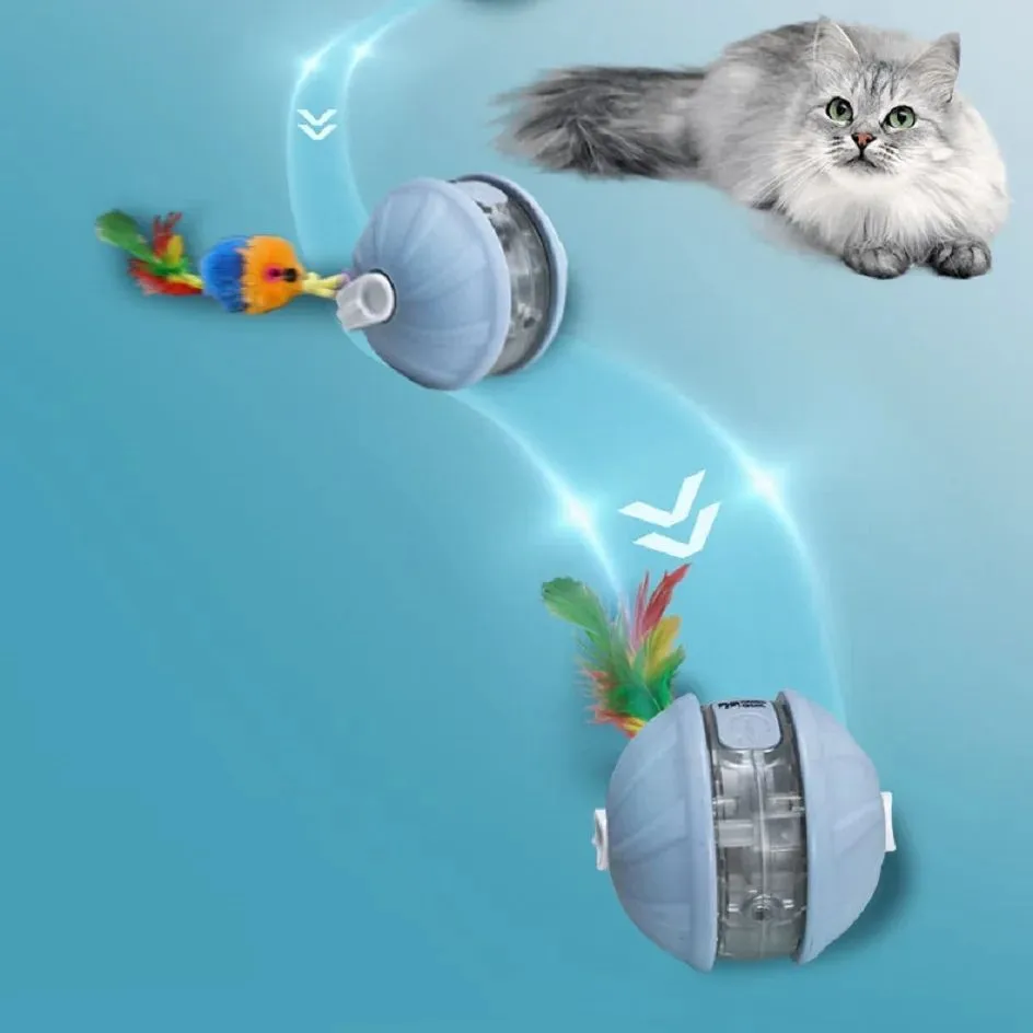 Upgrade cat interactive ball toy with faux tail, laser pointer, and voice reminder in colour options