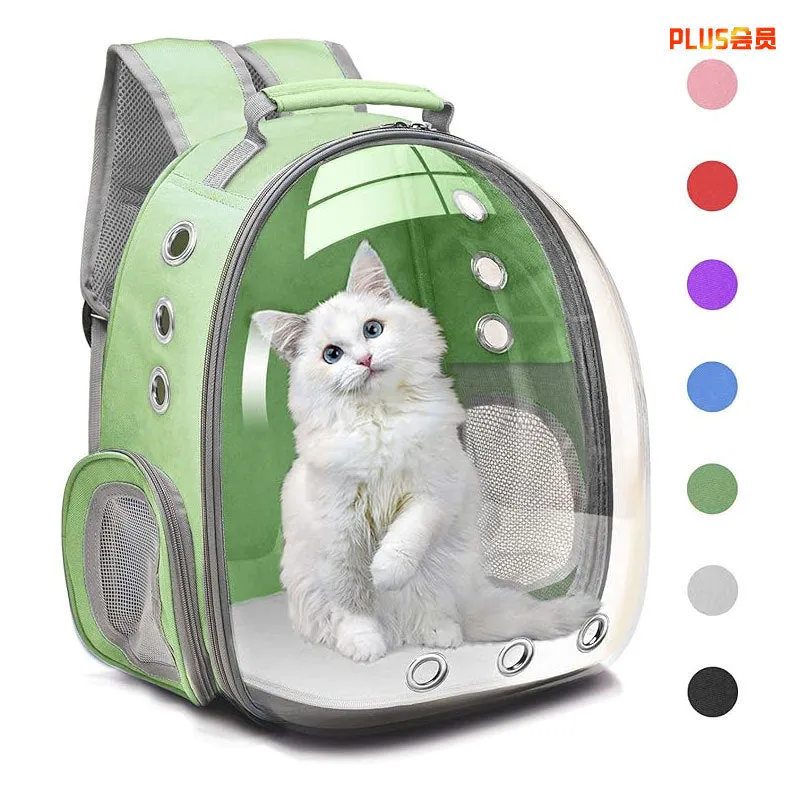 Portable transparent cat backpack in solid grey colour, Oxford material, 20L capacity for pet travel
