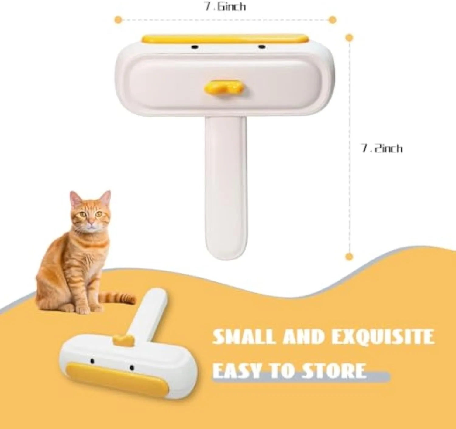 Manual pet hair remover tool with yellow duck design and polyester bristles