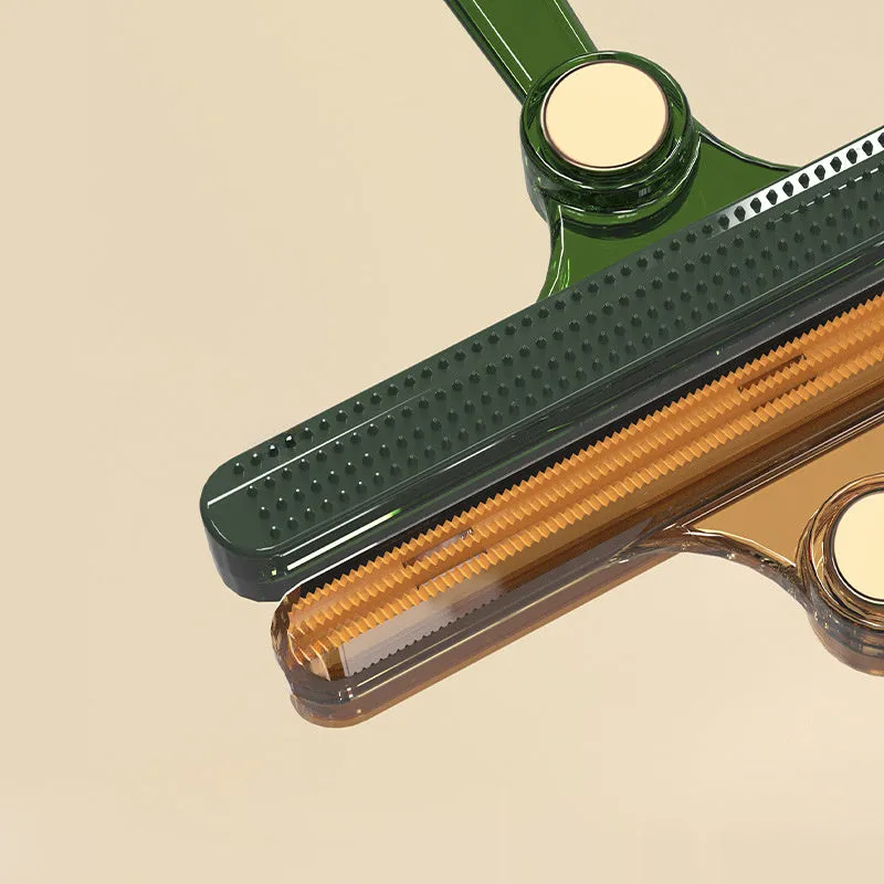 Manual fabric shaver with AS and TPE soft rubber body in transparent, green and yellow colours on white background