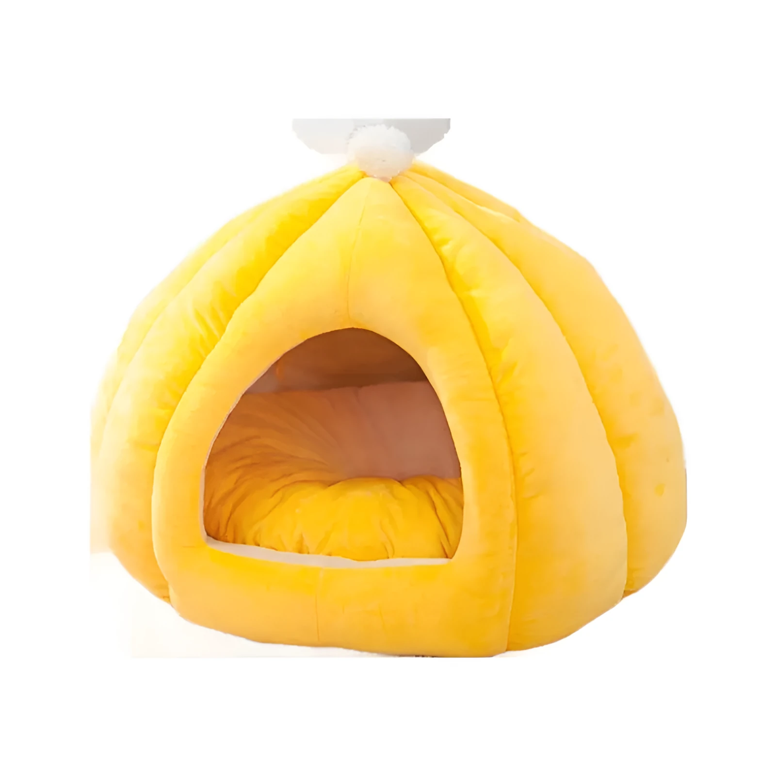 Cat litter winter warm closed pumpkin kennel with high elastic PP cotton in orange colour size L