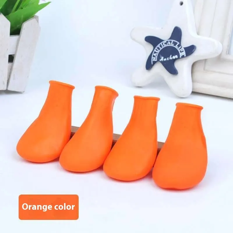 Black rubber foot strap waterproof pet boot for dogs with non-slip sole on white background
