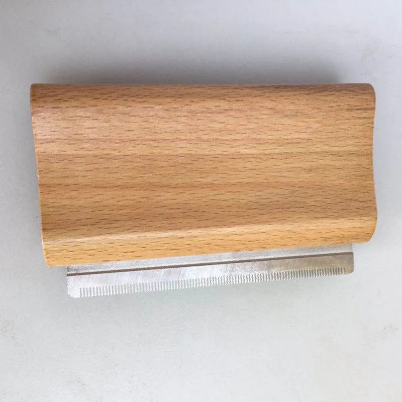 Natural beech wood dog fur comb for pet grooming and shedding with size options
