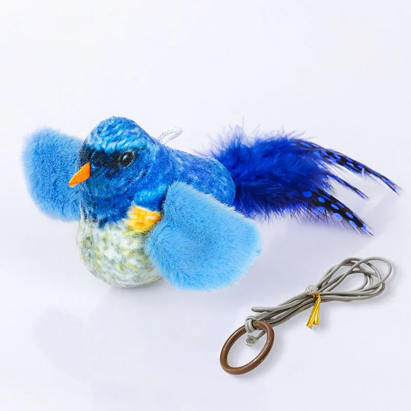Flappy Chase interactive cat toy with flapping wings and chirping sound in blue colour