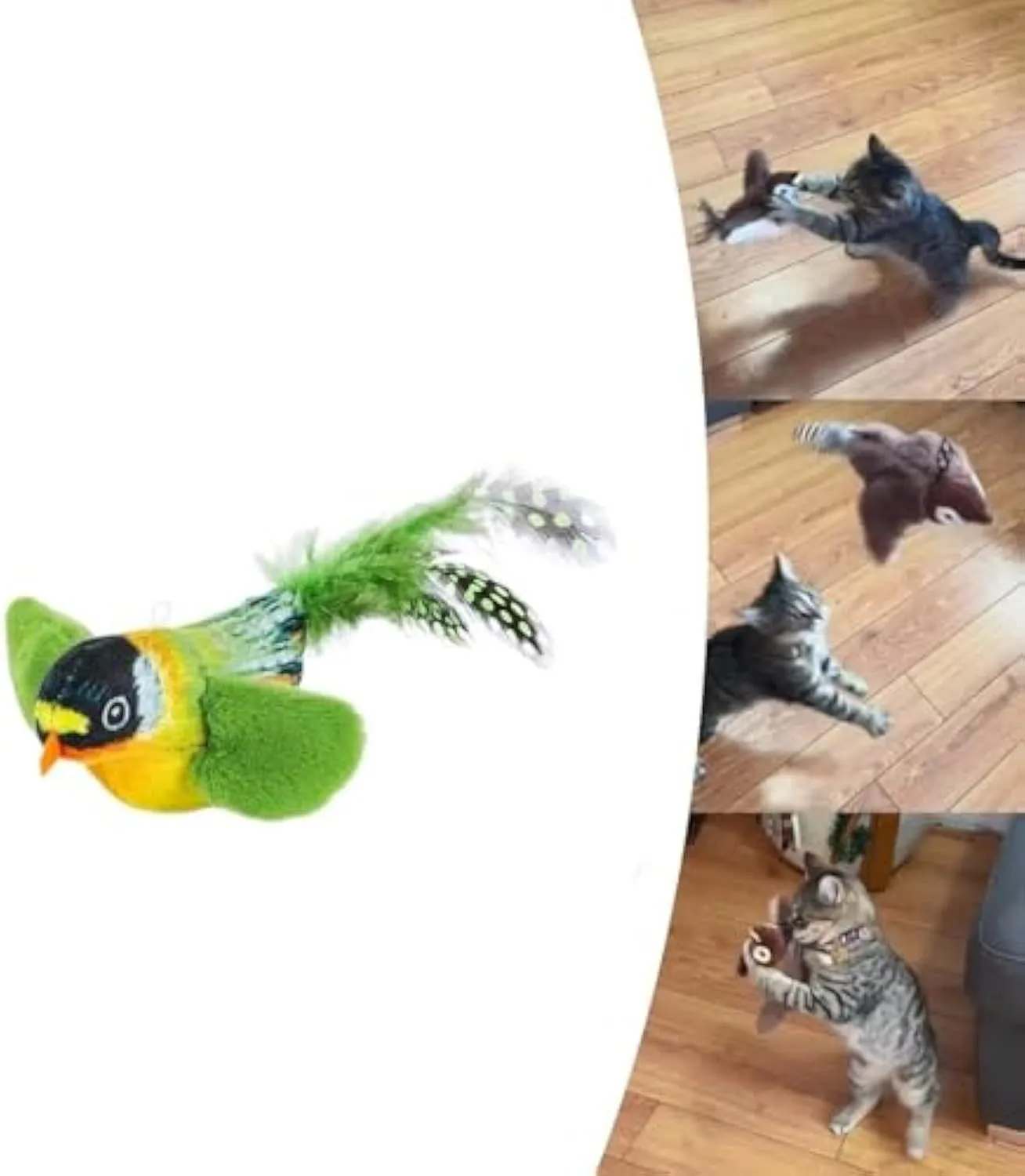 Flappy Chase interactive cat toy with flapping wings and chirping sound in blue colour