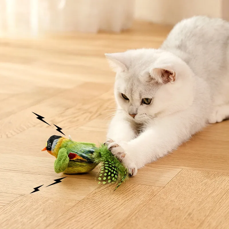 Flappy Chase interactive cat toy with flapping wings and chirping sound in blue colour
