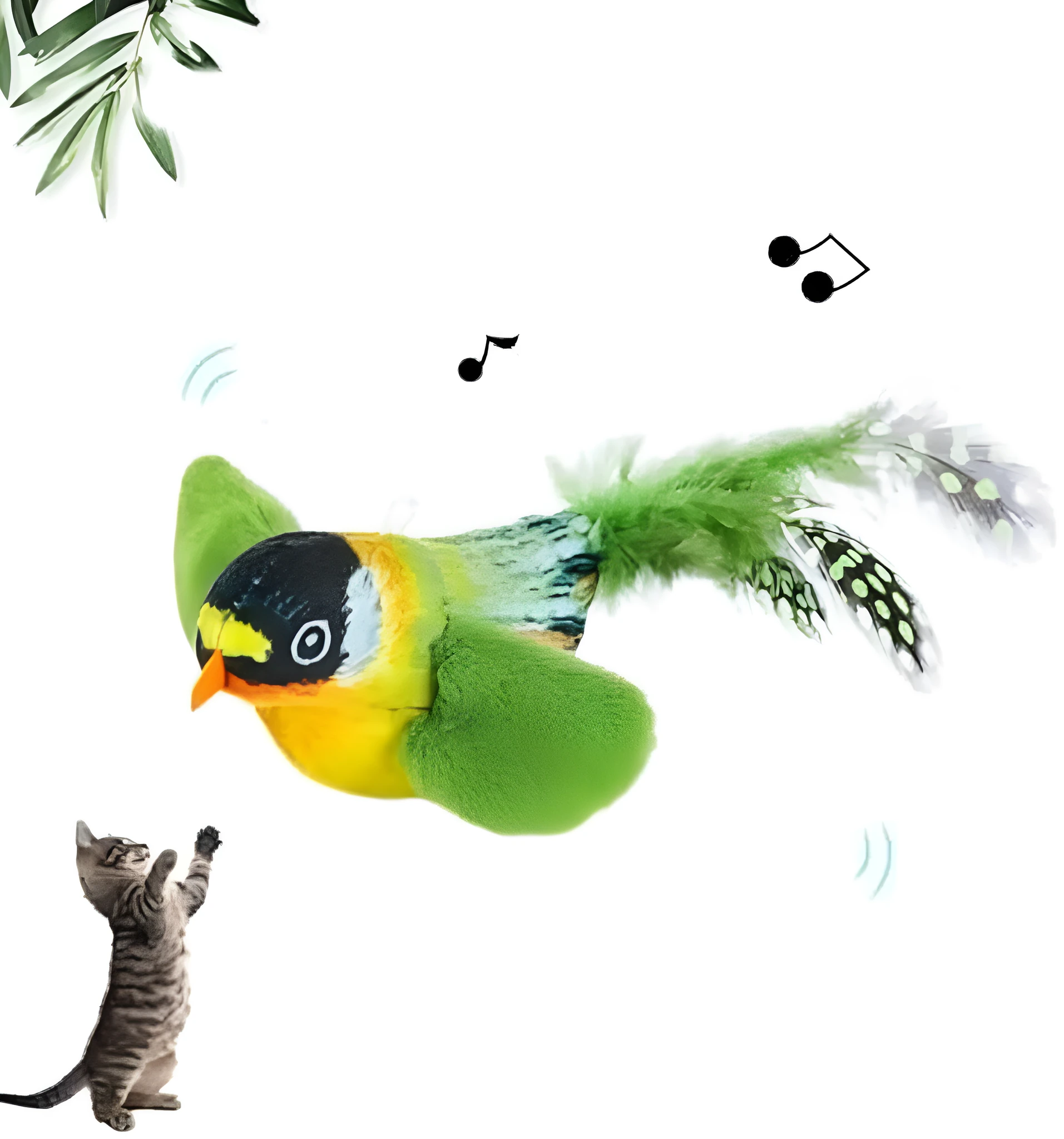 Flappy Chase interactive cat toy with flapping wings and chirping sound in blue colour
