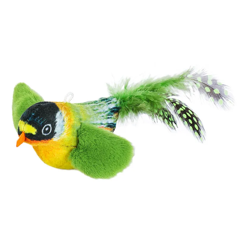 Flappy Chase interactive cat toy with flapping wings and chirping sound in blue colour