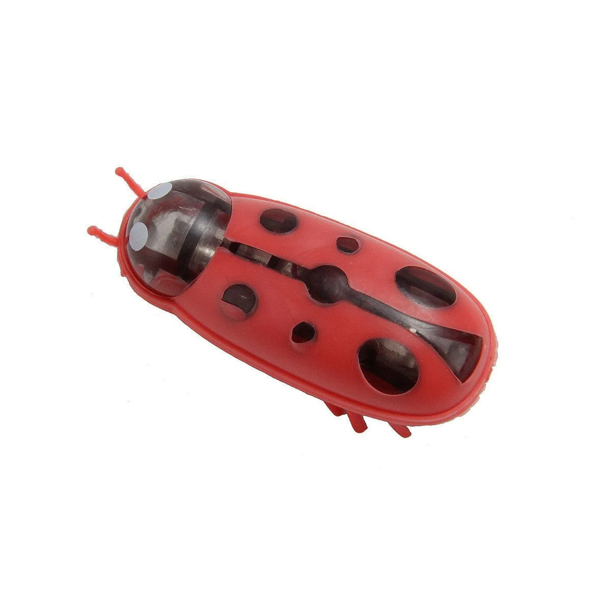 Miniature electric cat teasing toy in ladybug style with red and black colours.