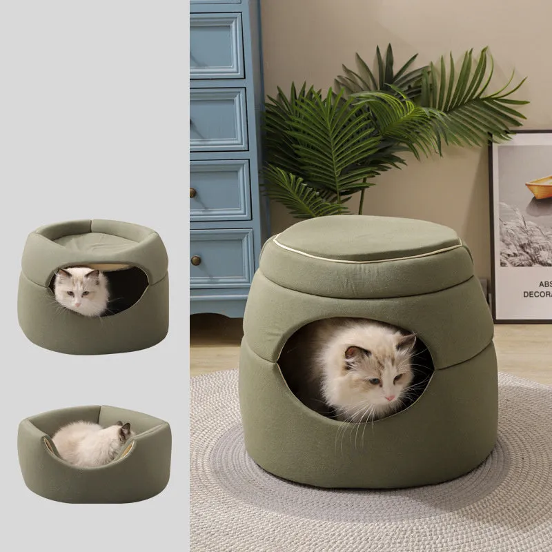 Blue tree hole kennel for small dogs and cats, 45 x 33 x 37 cm, lightweight design