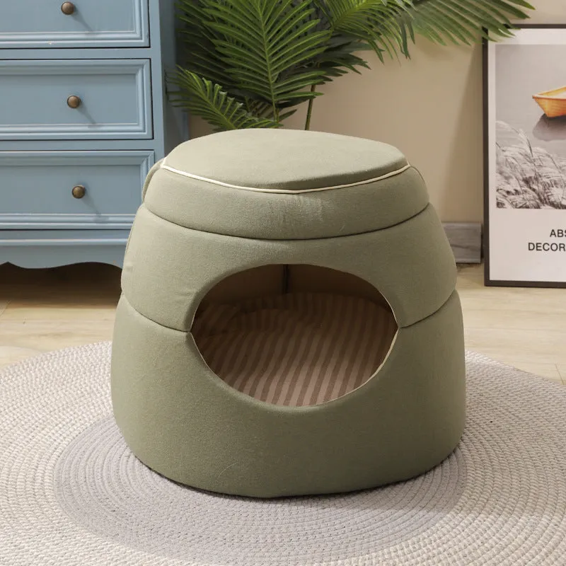 Blue tree hole kennel for small dogs and cats, 45 x 33 x 37 cm, lightweight design