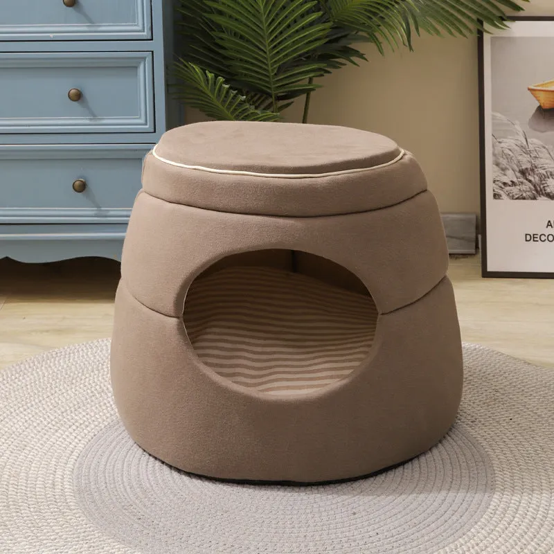 Blue tree hole kennel for small dogs and cats, 45 x 33 x 37 cm, lightweight design