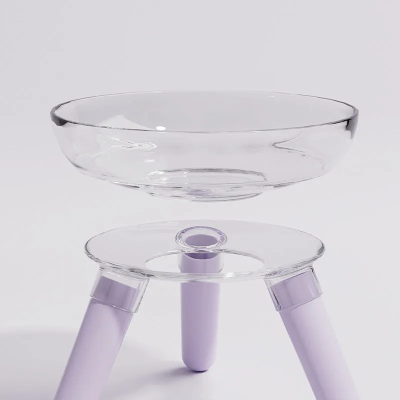Triangle stable PC pet feeding bowl in transparent with 18.2cm diameter for cats and dogs