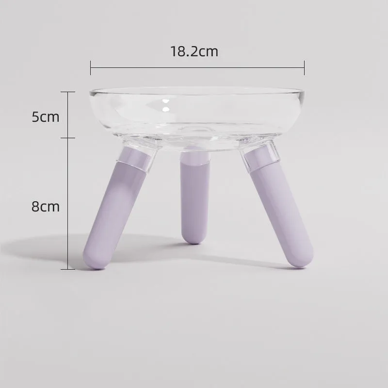Triangle stable PC pet feeding bowl in transparent with 18.2cm diameter for cats and dogs