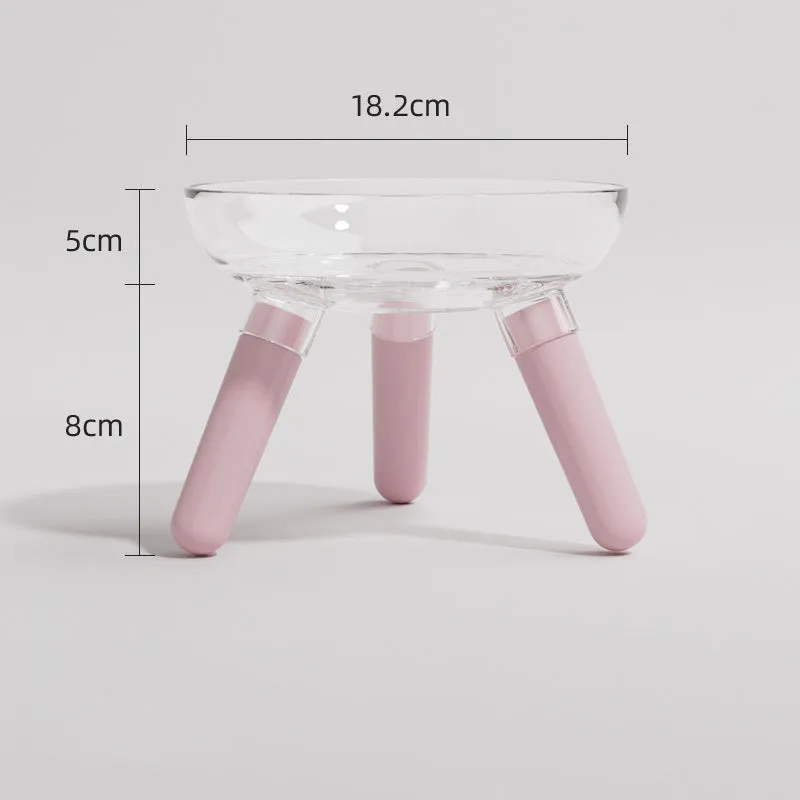 Triangle stable PC pet feeding bowl in transparent with 18.2cm diameter for cats and dogs