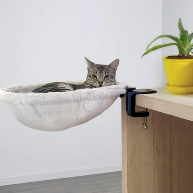 White plastic adjustable cat hammock bed with 42.5cm diameter for cage use