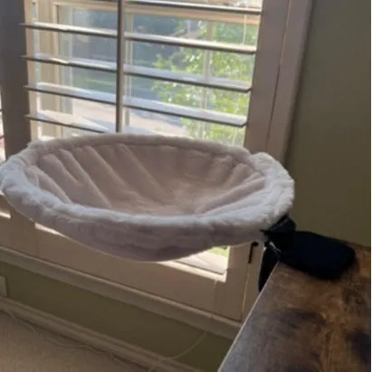 White plastic adjustable cat hammock bed with 42.5cm diameter for cage use