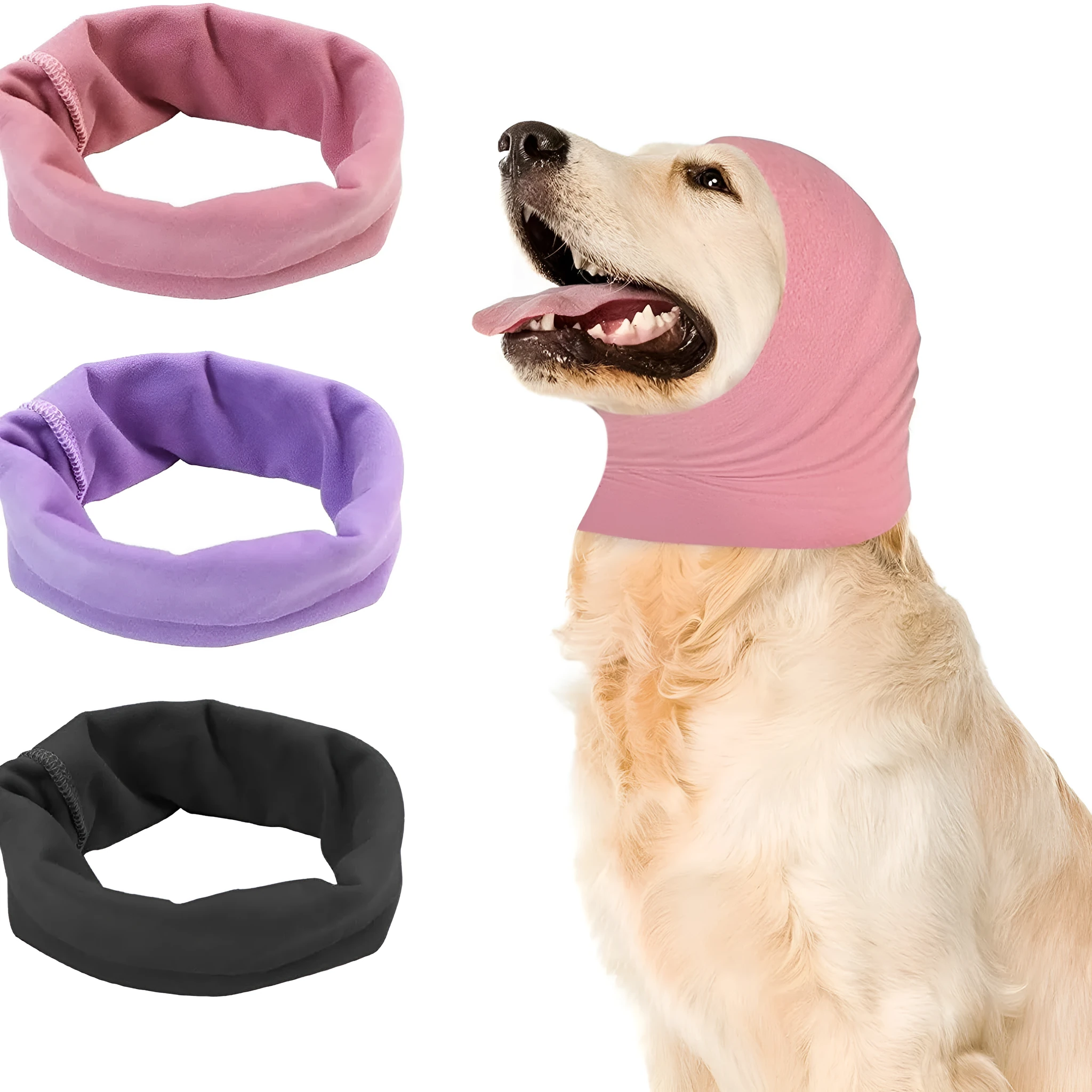 Cotton pet ear muffs in pink, black, purple for dogs and cats, three sizes S M L