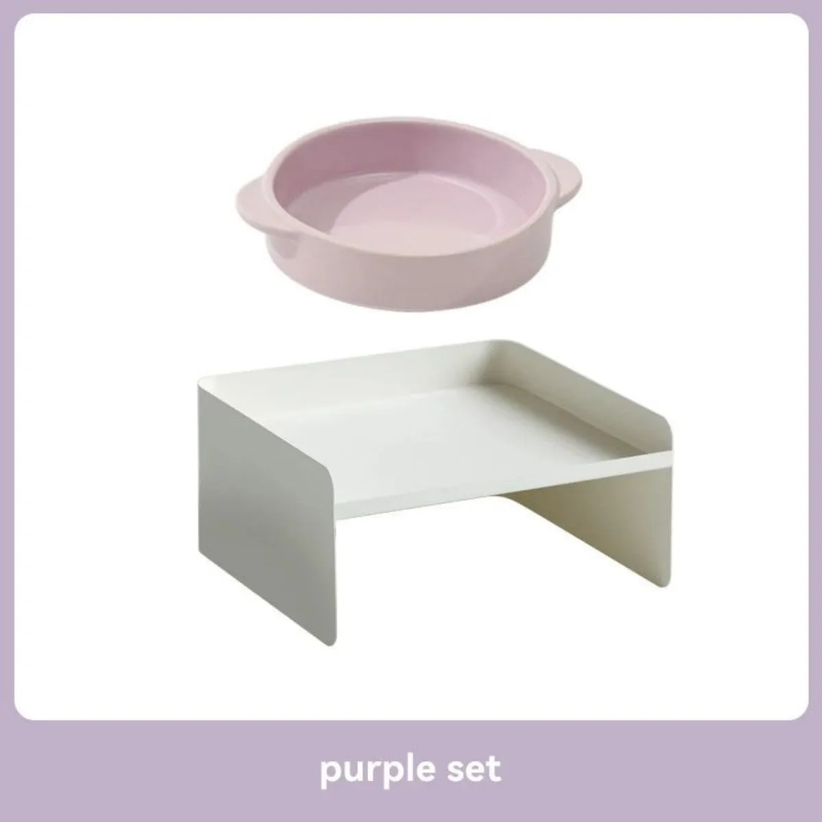 Metal cat bowl with ceramic base and high legs in green colour for cervical spine protection