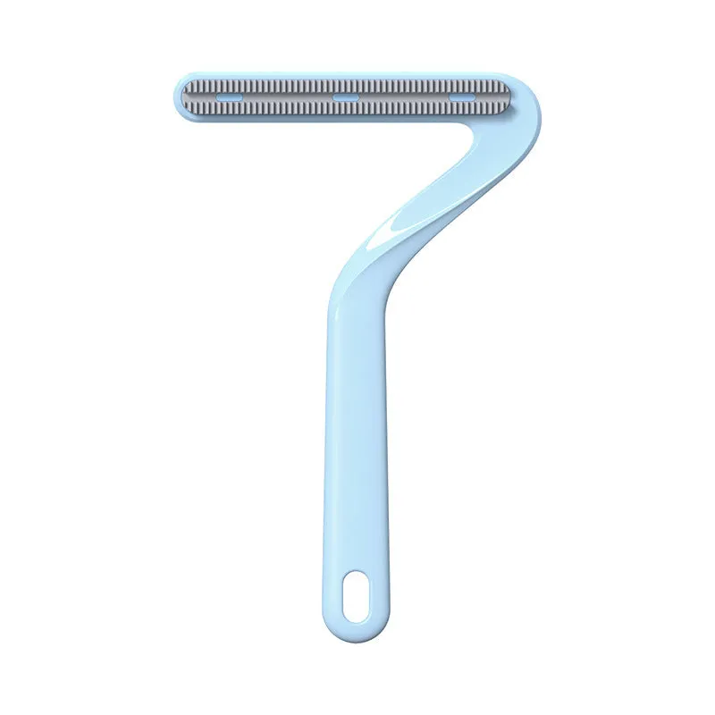 Double-sided pet hair removal comb in blue for removing cat and dog fur from beds and upholstery