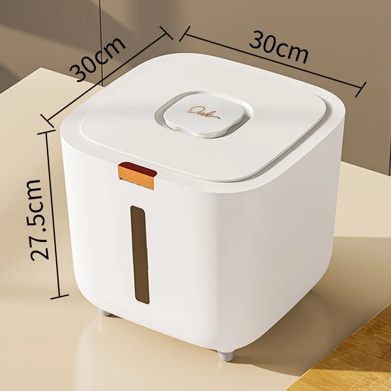 Ivory white PP pet food storage barrel with sealable lid, 6kg to 12kg capacity options