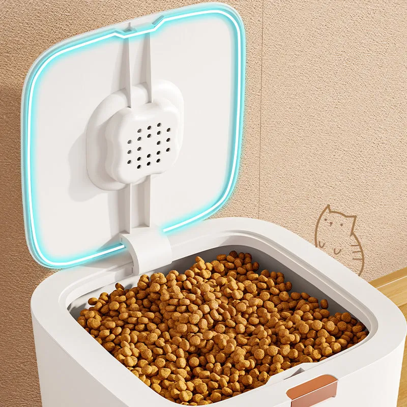Ivory white PP pet food storage barrel with sealable lid, 6kg to 12kg capacity options