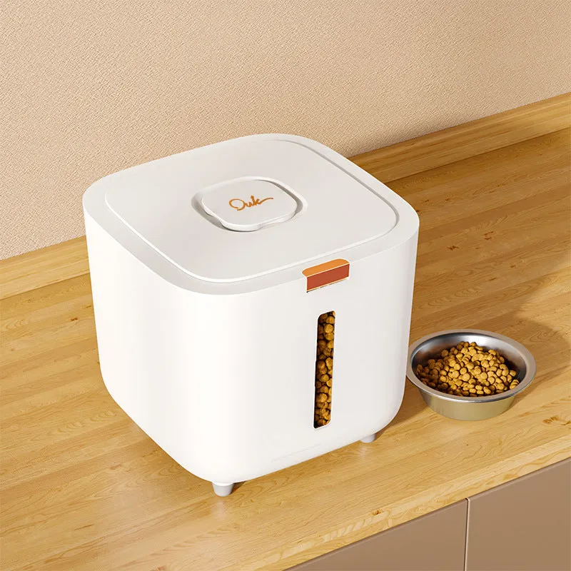 Ivory white PP pet food storage barrel with sealable lid, 6kg to 12kg capacity options