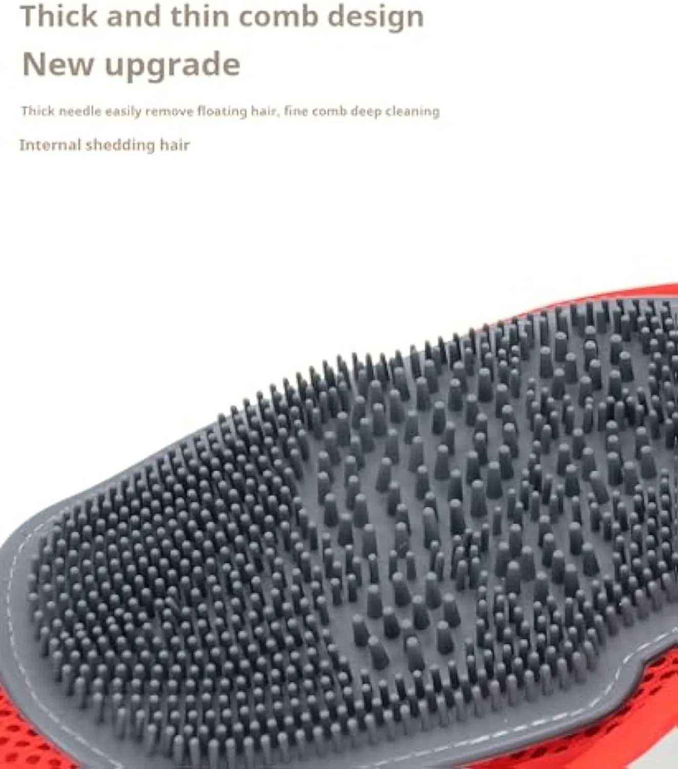 Red pet bathing glove with integrated cleaning brush for washing and grooming dogs or cats.