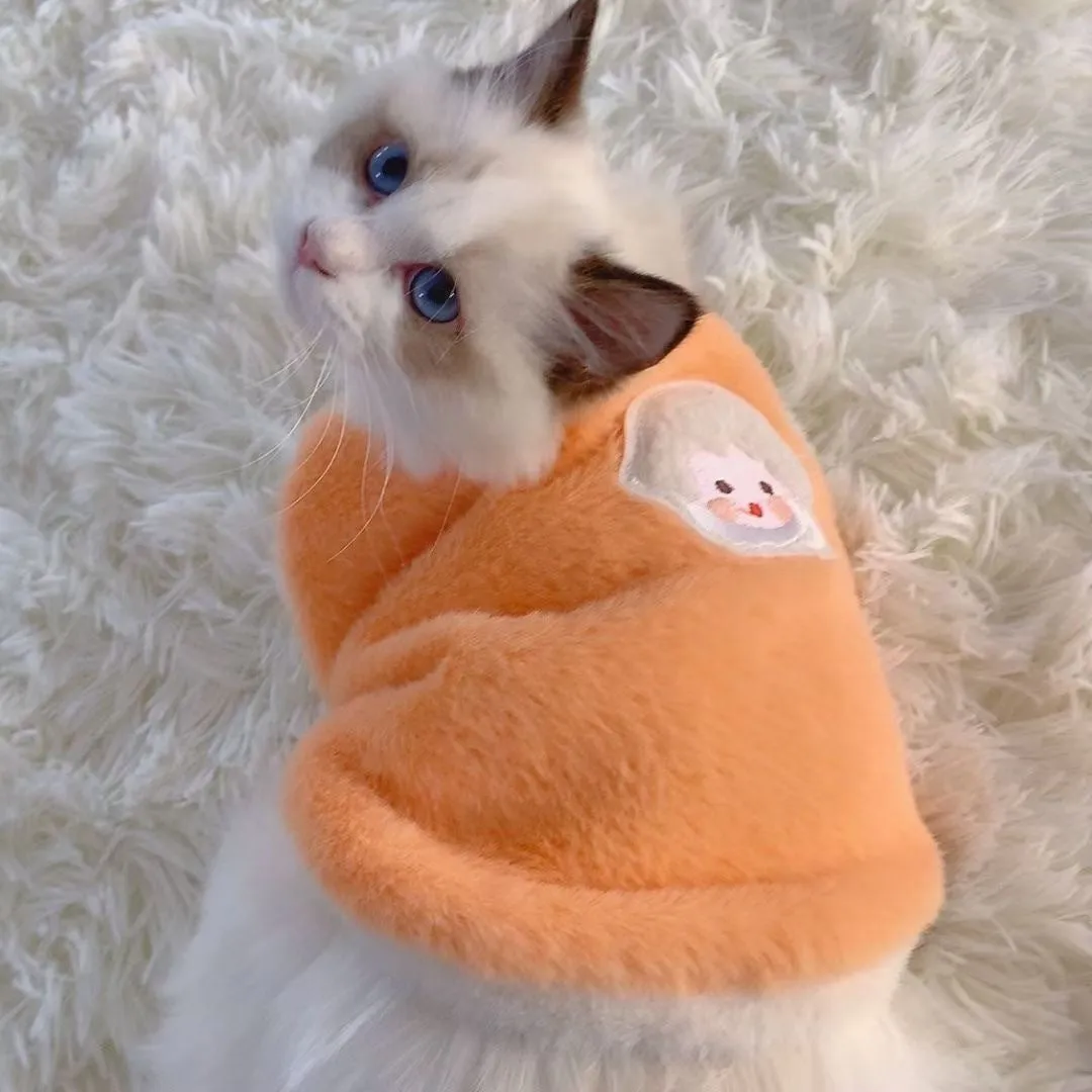 Winter pet warm plush acrylic knit sweater for dogs and cats, available in multiple colours and sizes XS to XL