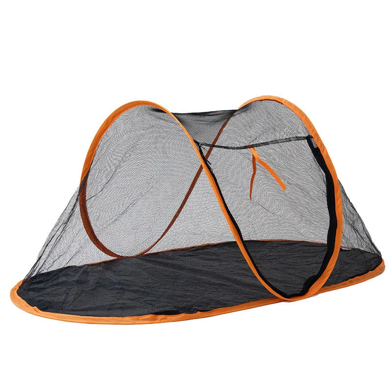 Tent-shaped cloth travel pet bed for dogs and cats in black, green, and orange red colour options