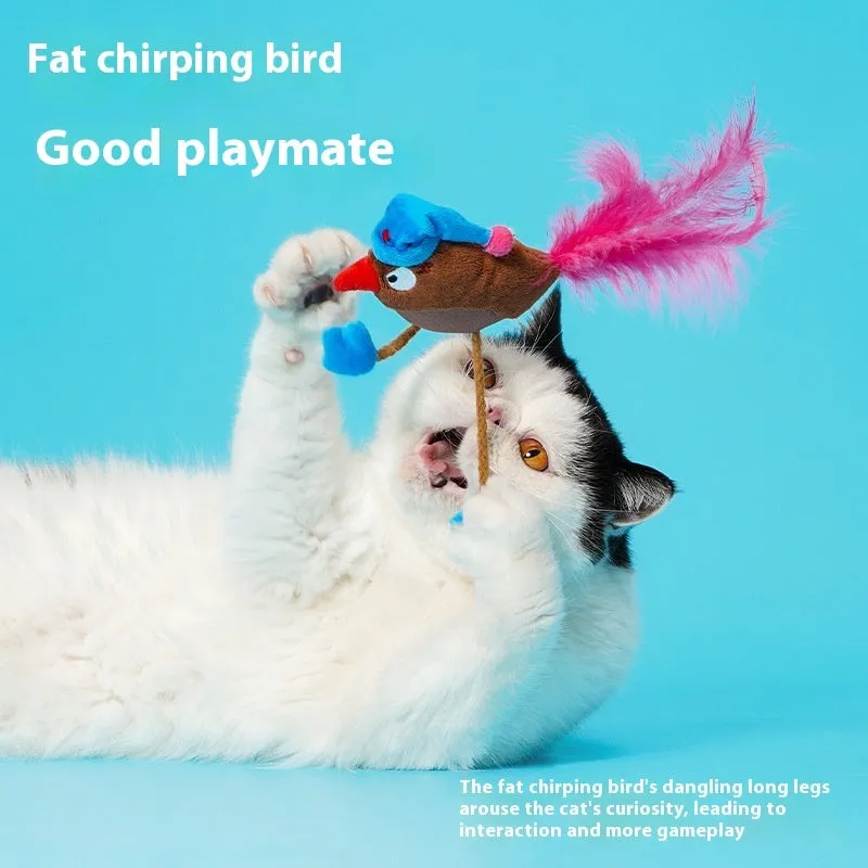 Bird catnip cat toy self-hi cat teaser in fleece and woven fabric, two colour options