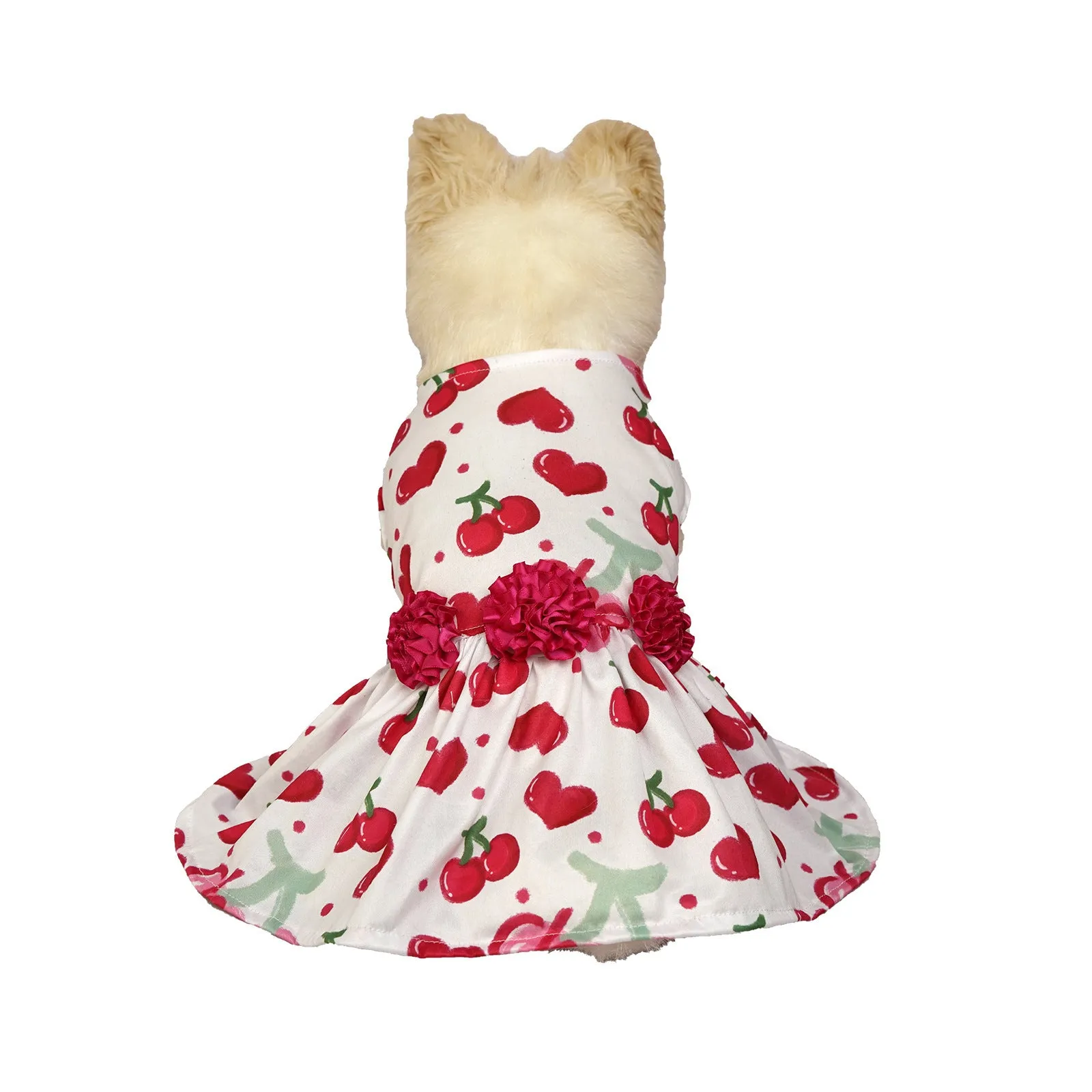 Creative Pet printed polyester skirt for dogs and cats in princess style, Pink Love Heart colour, front view