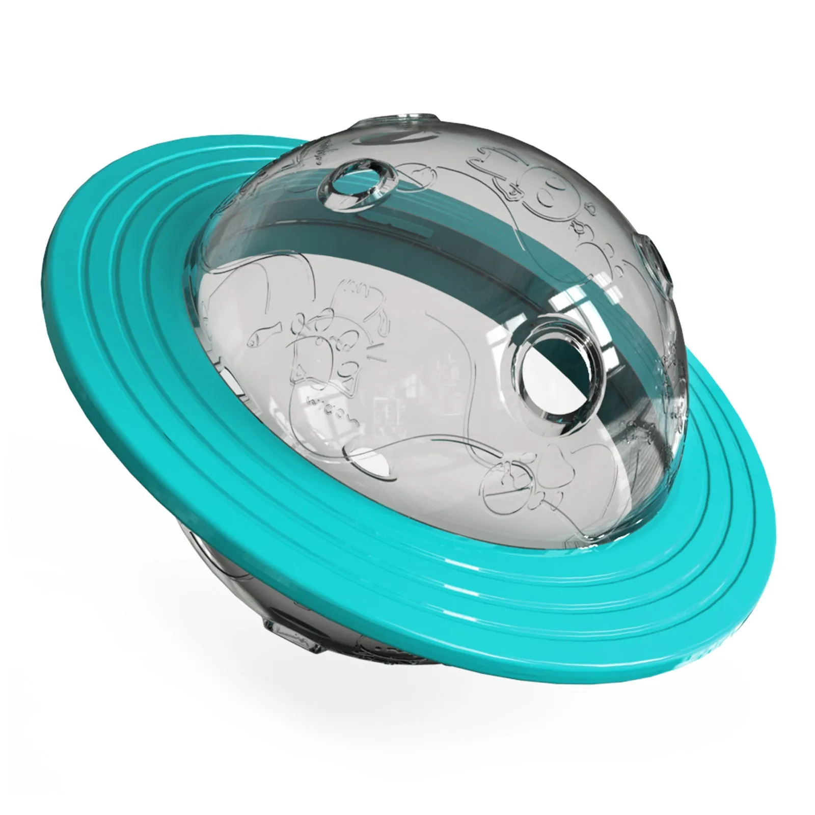 Blue dog treat ball with food dispensing function for slow feeding and IQ training