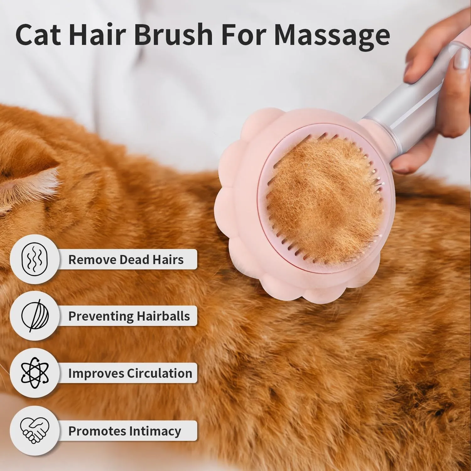Grey spray cat brush with release button for grooming dogs and cats.