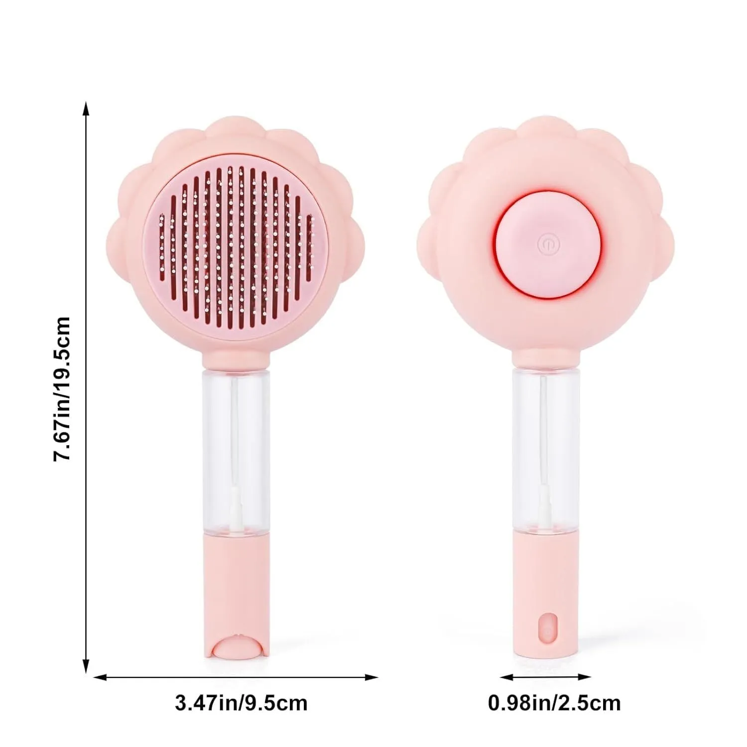 Grey spray cat brush with release button for grooming dogs and cats.