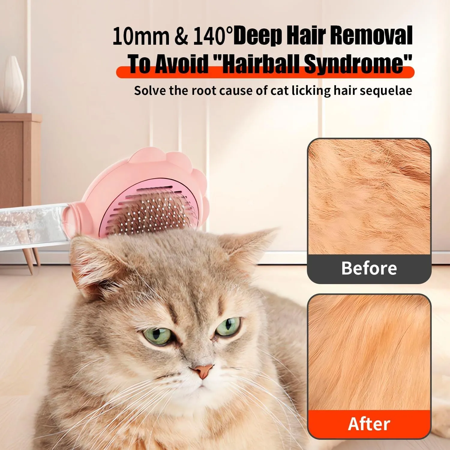 Grey spray cat brush with release button for grooming dogs and cats.