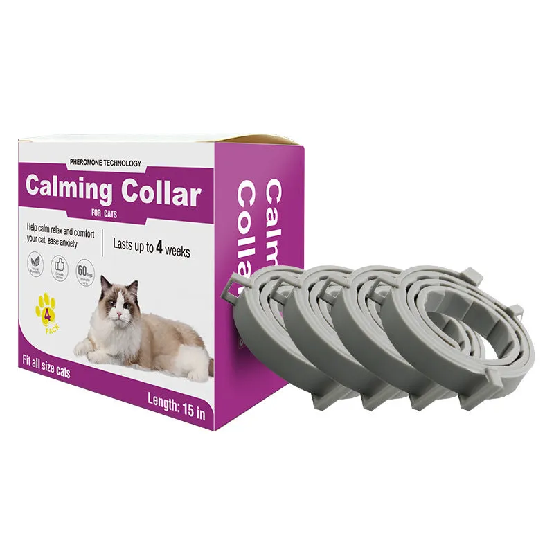 Orange soothing calming collar for cats and dogs adjustable composite material 38cm for cats