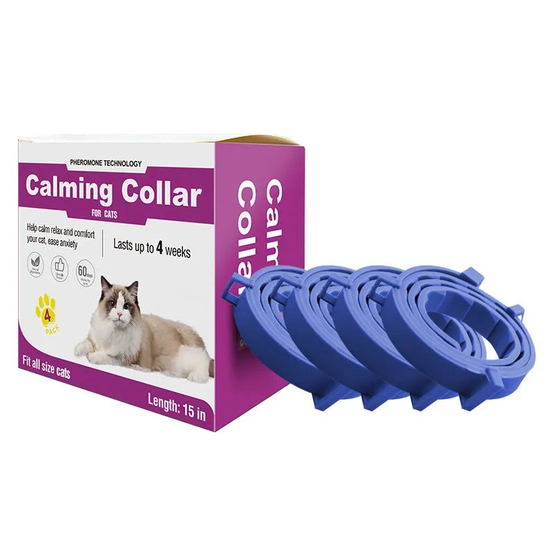 Orange soothing calming collar for cats and dogs adjustable composite material 38cm for cats