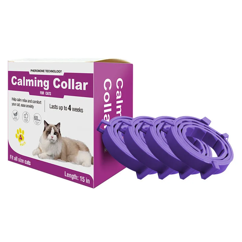 Orange soothing calming collar for cats and dogs adjustable composite material 38cm for cats
