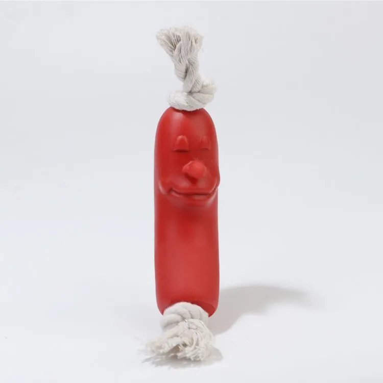 Puppy Funny ham sausage silicone dog chew toy 11 cm interactive hot dog toy for large dogs