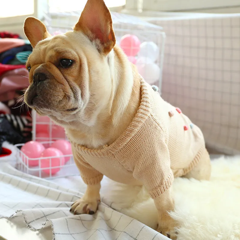 Christmas dog sweater in Santa Claus red colour, polyester casual pullover for pets