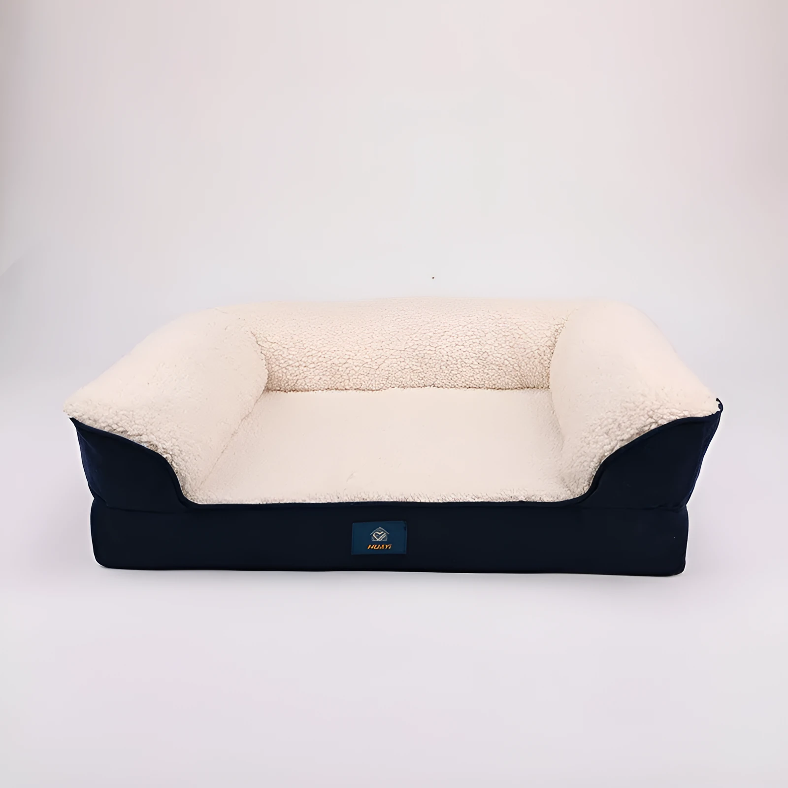 Navy blue plush polyester pet sofa bed cushion style for dogs and cats 50x65x18cm