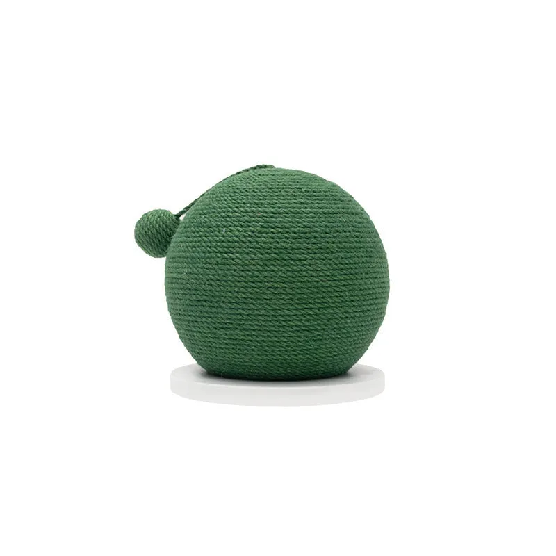 Cat scratching ball board toy cactus shape sisal rope black background 20x20x22 cm