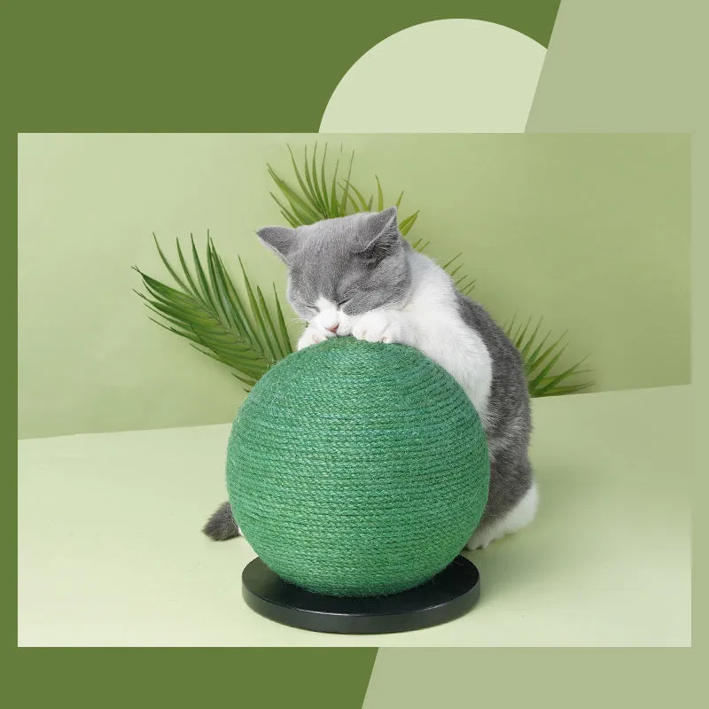 Cat scratching ball board toy cactus shape sisal rope black background 20x20x22 cm